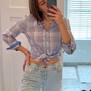 Plaid button down top